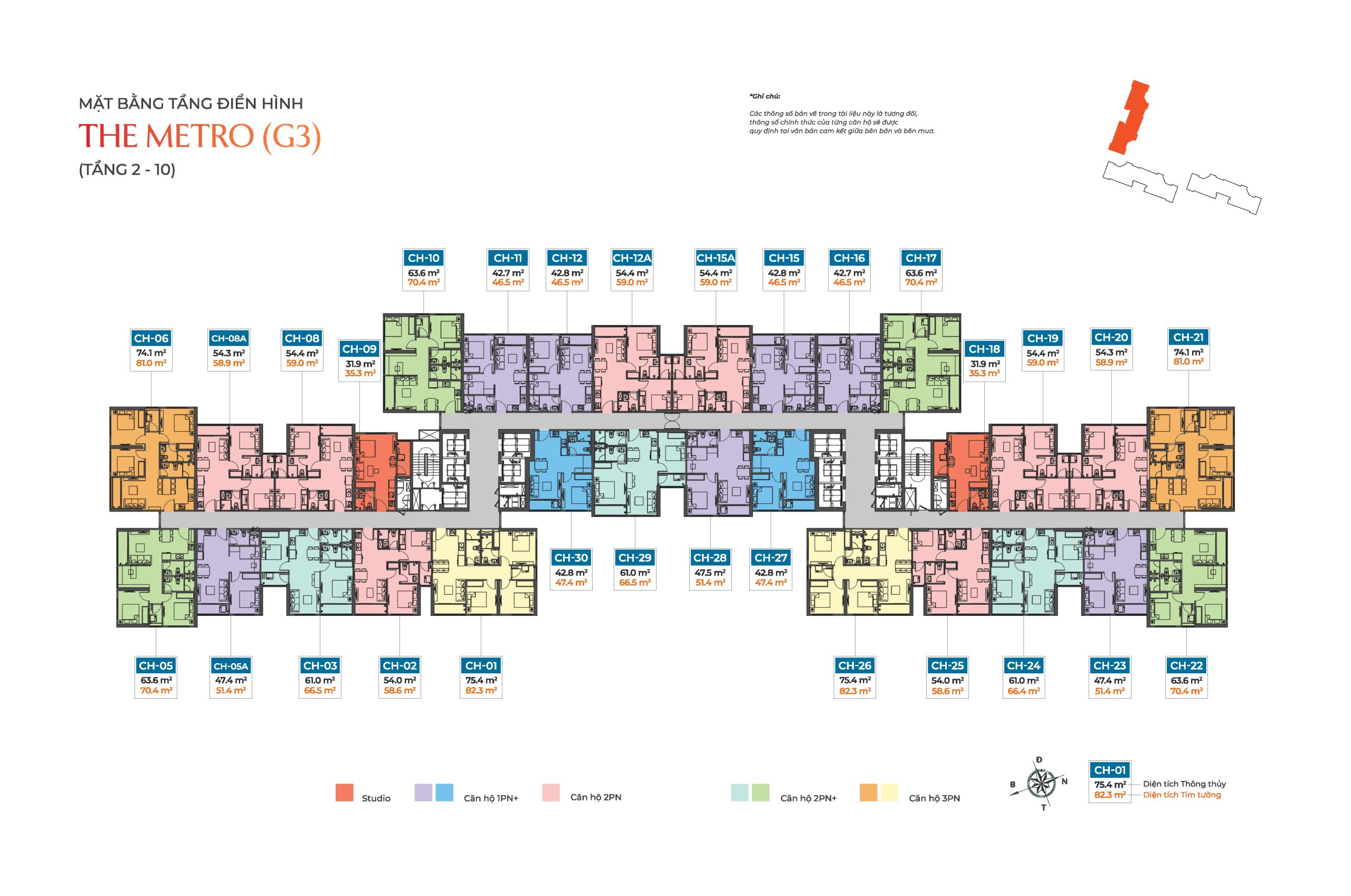 Mặt bằng tòa G3 tầng 2-10